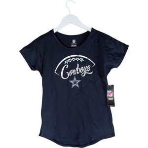 NFL Dallas Cowboys Girls‎ Shirt Football Texas  T-Shirt Navy Blue M 10 12